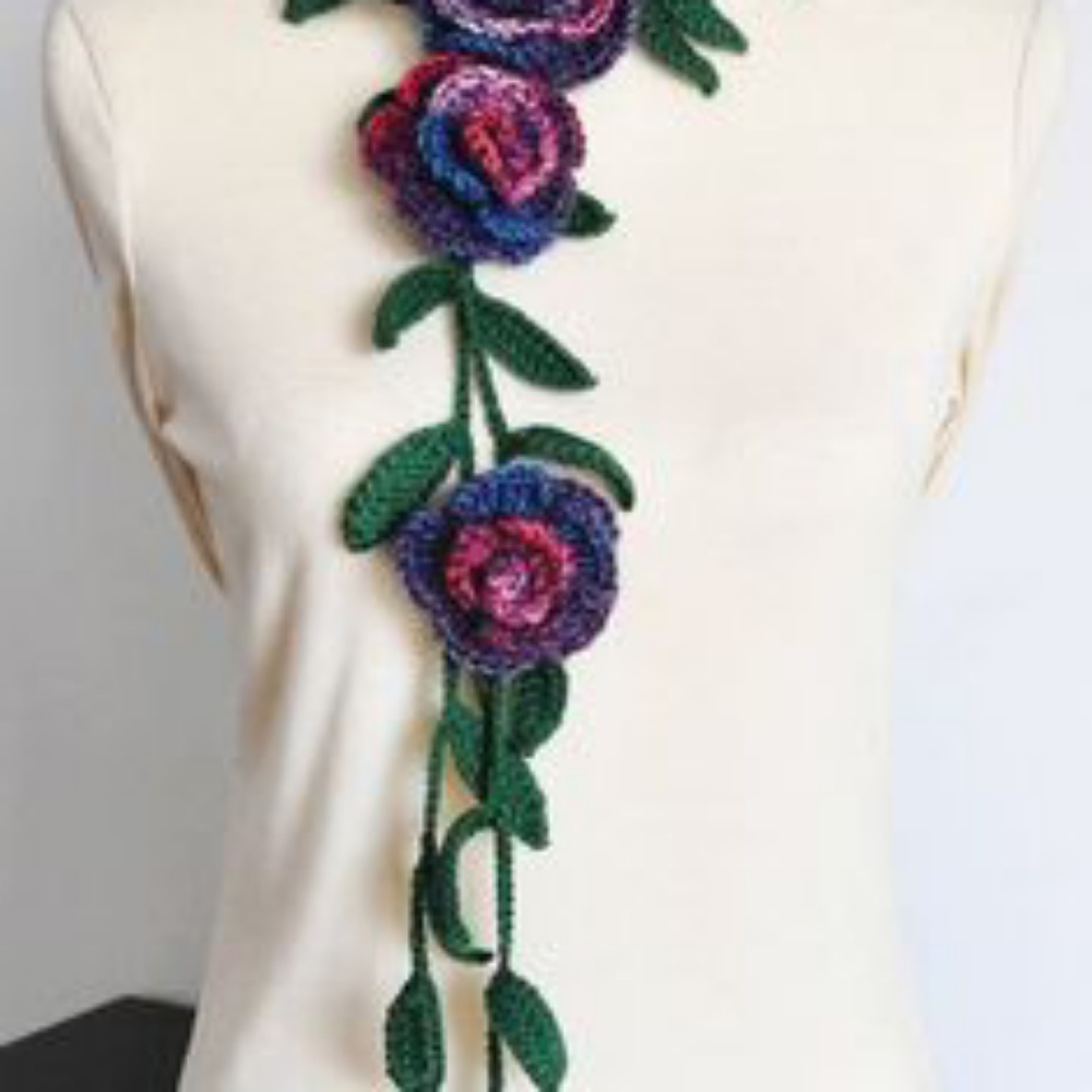 Handmade crocheted flower scarf